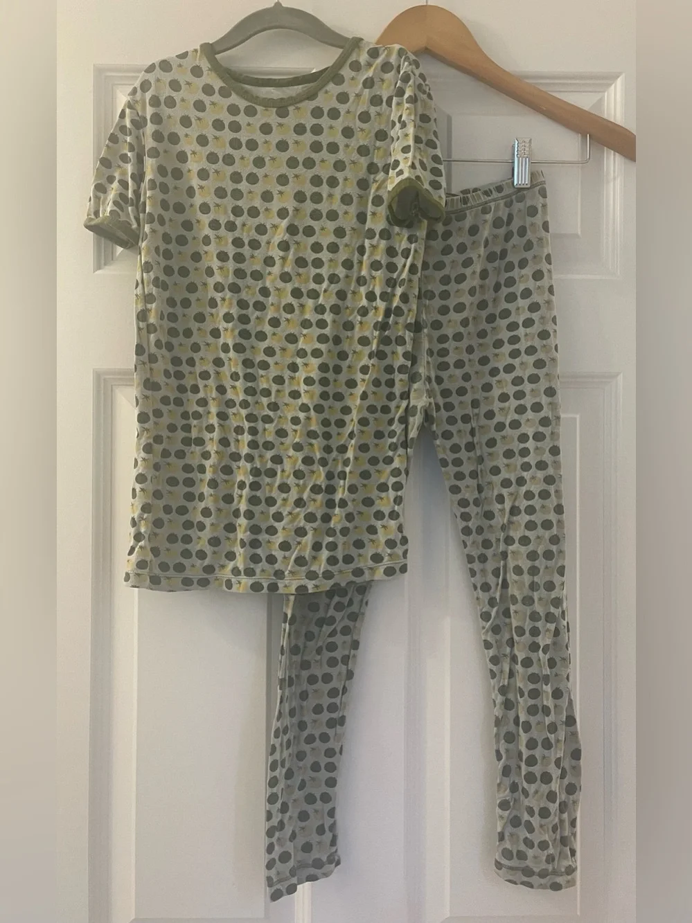 Two pairs of Kickee Pants pajamas - unisex bamboo - bunny rabbit vegetables